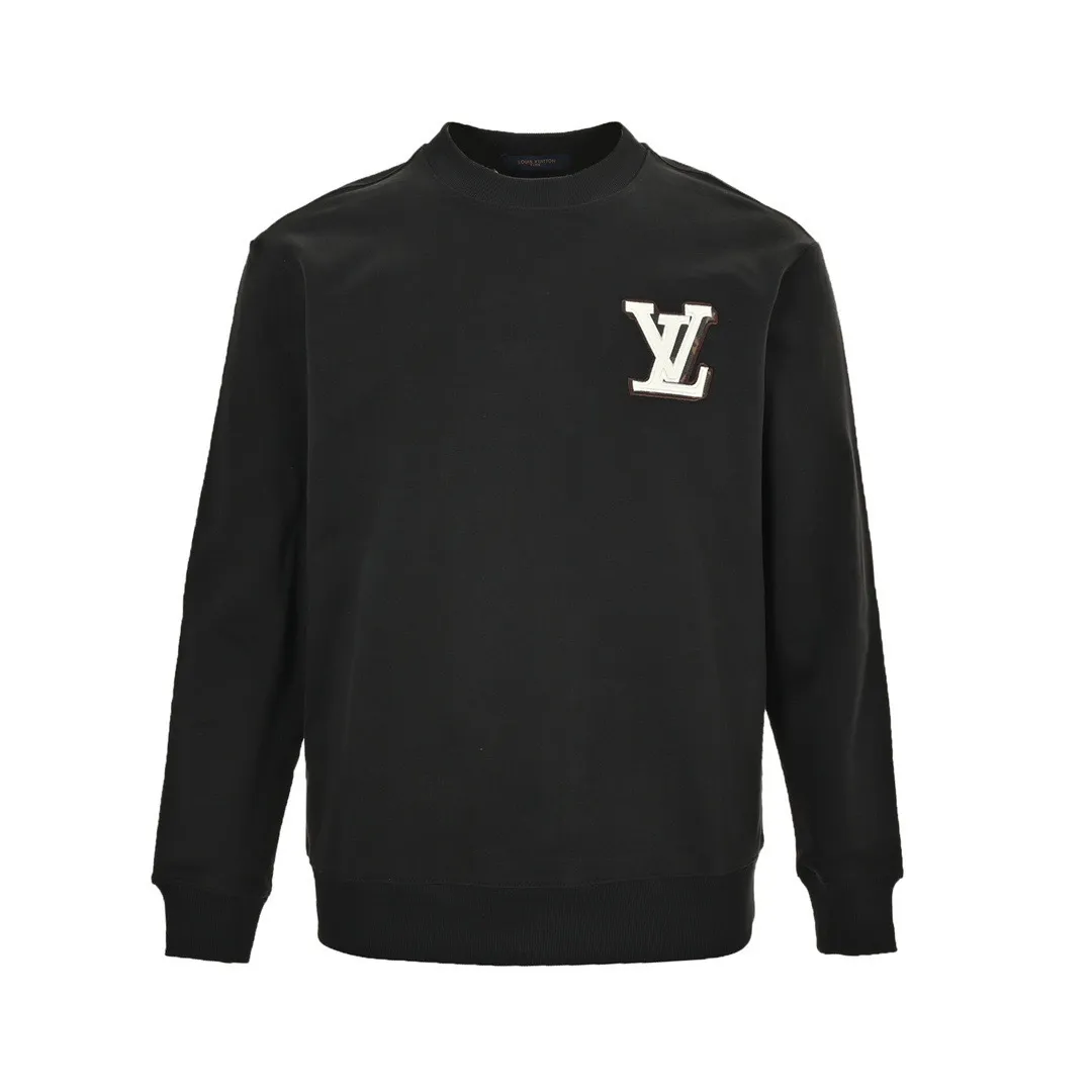 Louis Vuitton/Louis Vuitton 24Fw leather label letter embroidered round neck sweatshirt
